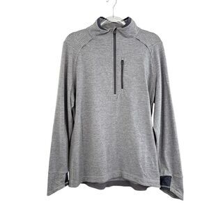 Lululemon Surge 1/2 Zip Pullover Long Sleeve Shirt Gray Striped Mens Large L